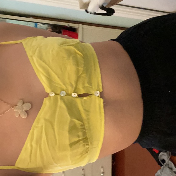 Aritzia le fou Wilfred yellow pink bralette top - Picture 3 of 6